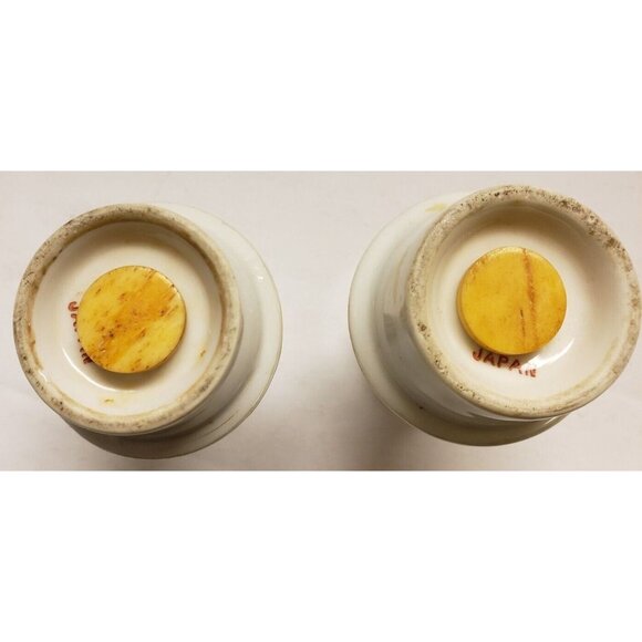 Salt & Pepper Shakers- Lusterware/ Gilt Tops/  Birds & Fruit- Made in Japan - Picture 5 of 5